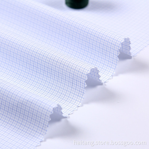 STOCK Check Polyester fabric Anti-wrinkle Shirt Textile